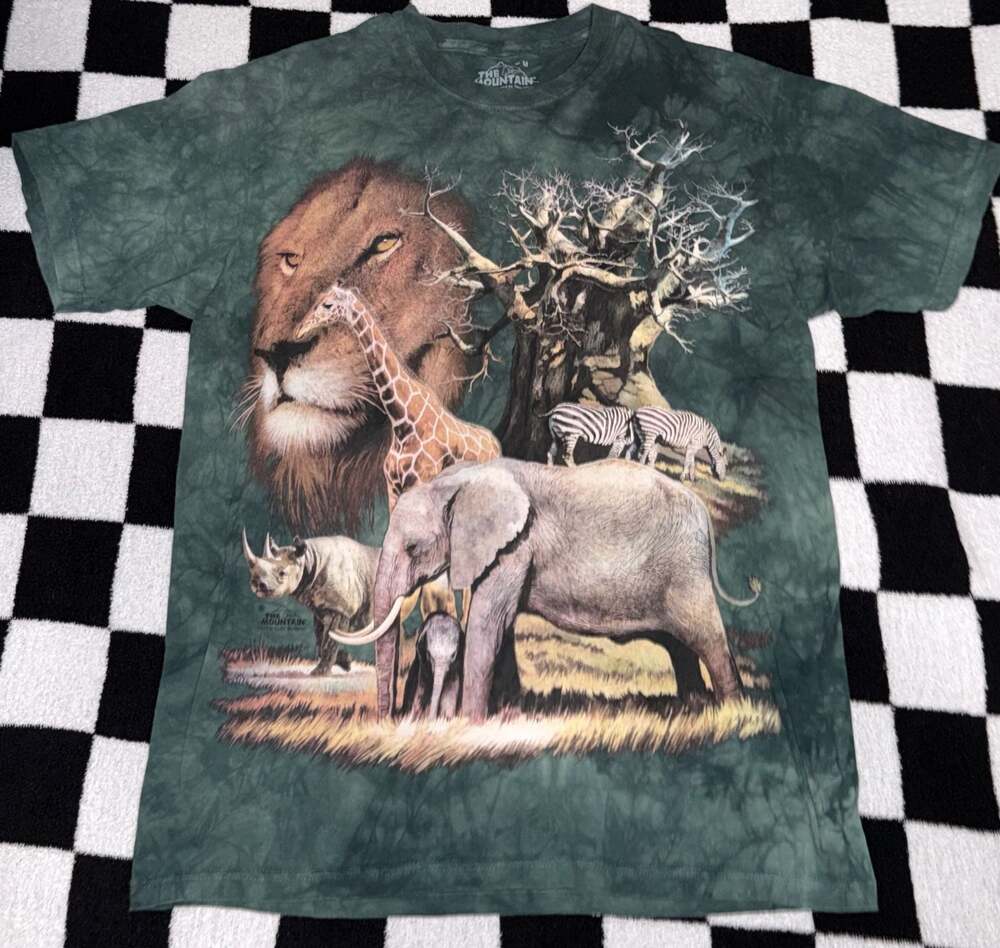 The Mountain Africa Collage Safari Animal Graphic Tie-Dye T-Shirt